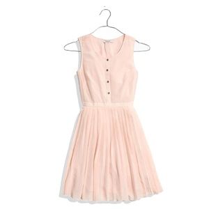 Madewell Blush Pink Silk Pleated Button-Front Dress 10